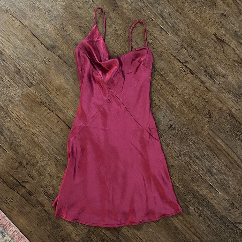 Pink Satin Mini Dress